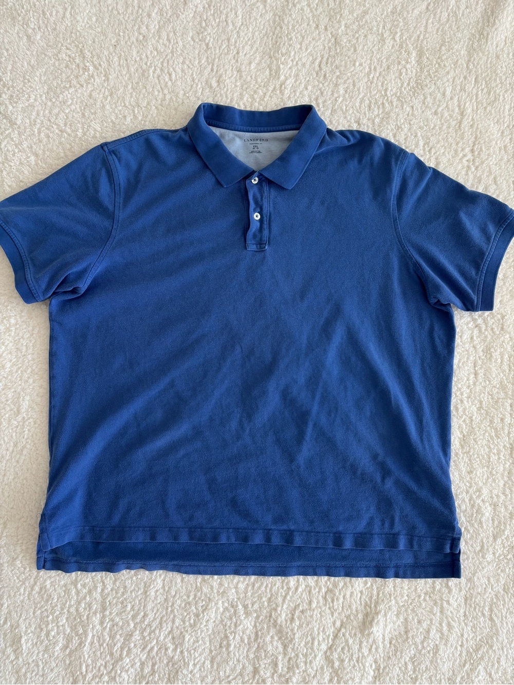 Lands’ End Men’s XXL Polo Shirt Blue Traditional Fit 100% Cotton Short Sleeve